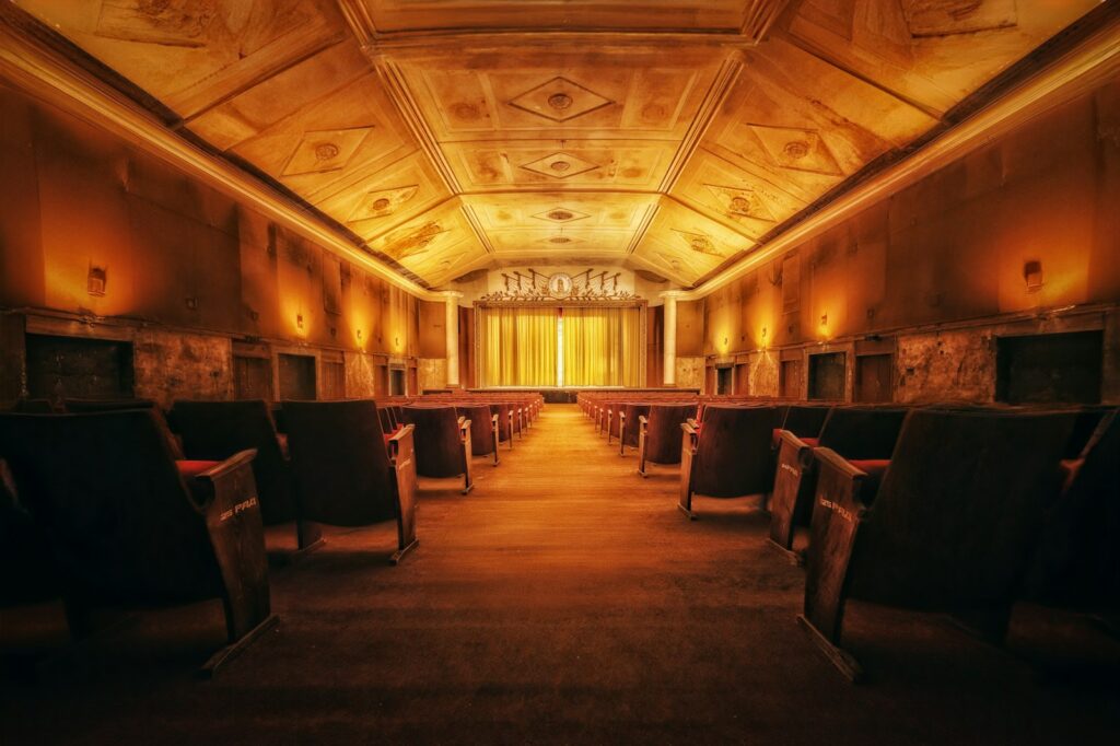 An empty and elegant theater awaits.