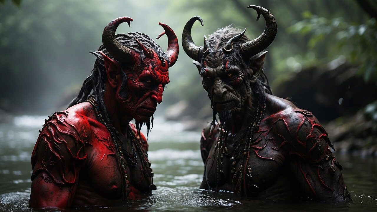 ai generated, demon, beast, devil, horns, horror, creature, fantasy